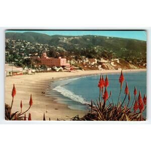 Vintage Laguna Beach California Lithograph Postcard Heisler Park View